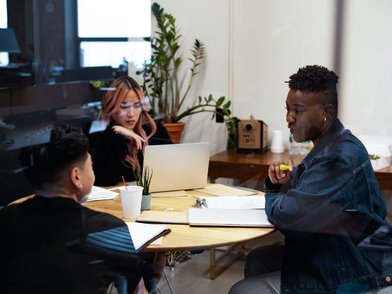 A Group Of Co Workers Of Varying Genders Having A Meeting