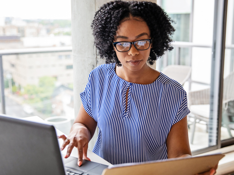 woman being productive at work